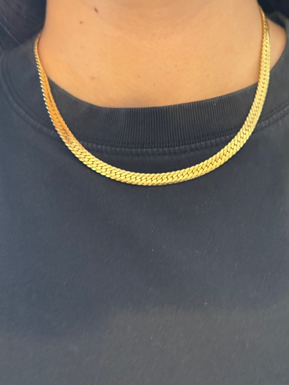 Vintage Gold Herringbone Necklace | 18” Flat Chain | Timeless Classic